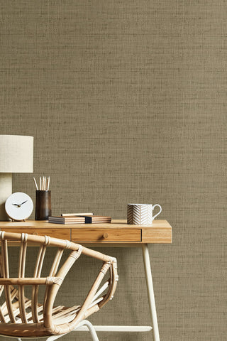 RA40350 faux weave textured vinyl wallpaper desk from the Raffia collection by Seabrook Designs