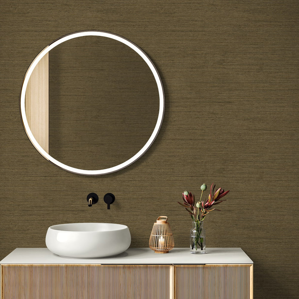 
                  
                    RA40906 faux weave textured vinyl wallpaper circle mirror from the Raffia collection by Seabrook Designs
                  
                