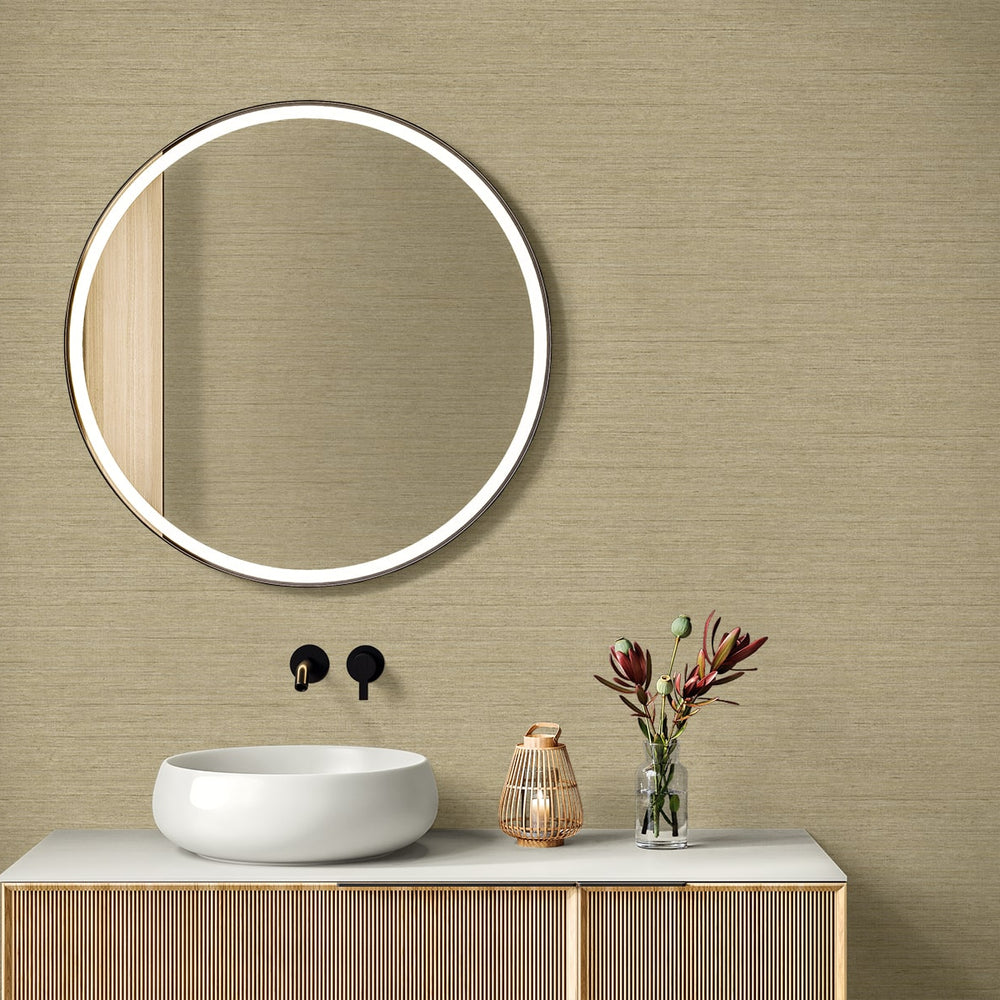 
                  
                    RA40910 faux weave textured vinyl wallpaper japandi bathroom from the Raffia collection by Seabrook Designs
                  
                