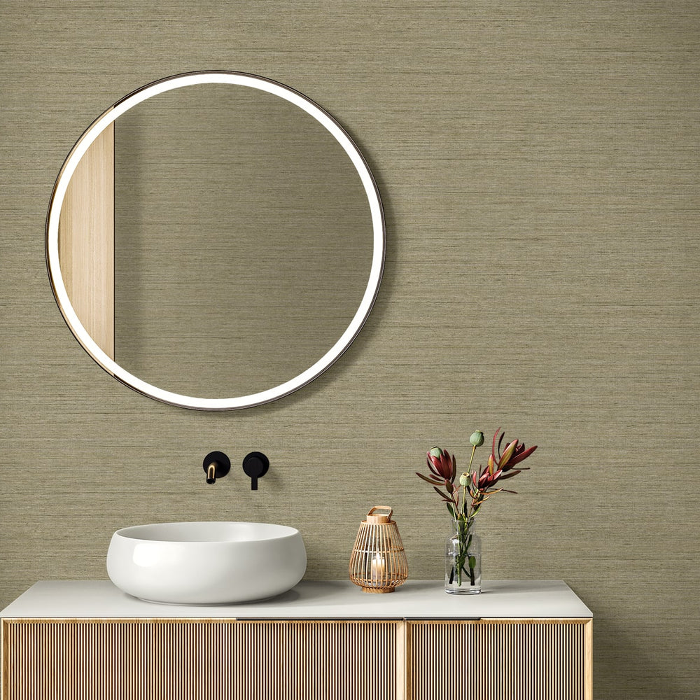 
                  
                    RA40911 faux weave textured vinyl wallpaper bathroom vanity from the Raffia collection by Seabrook Designs
                  
                