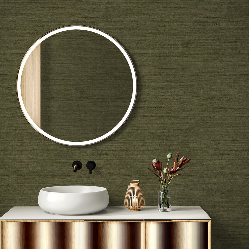 
                  
                    RA40913 faux weave textured vinyl wallpaper bathroom cabinet from the Raffia collection by Seabrook Designs
                  
                