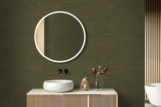RA40913 faux weave textured vinyl wallpaper bathroom cabinet from the Raffia collection by Seabrook Designs