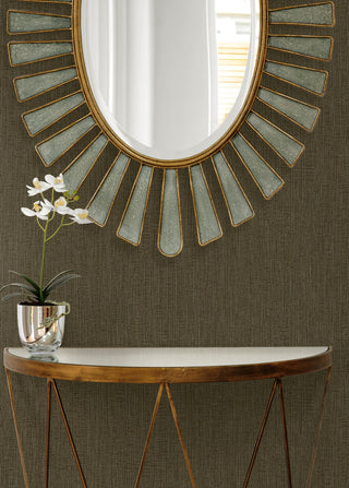 RA41525 textured vinyl unpasted wallpaper entry mirror from the Raffia collection by Seabrook Designs