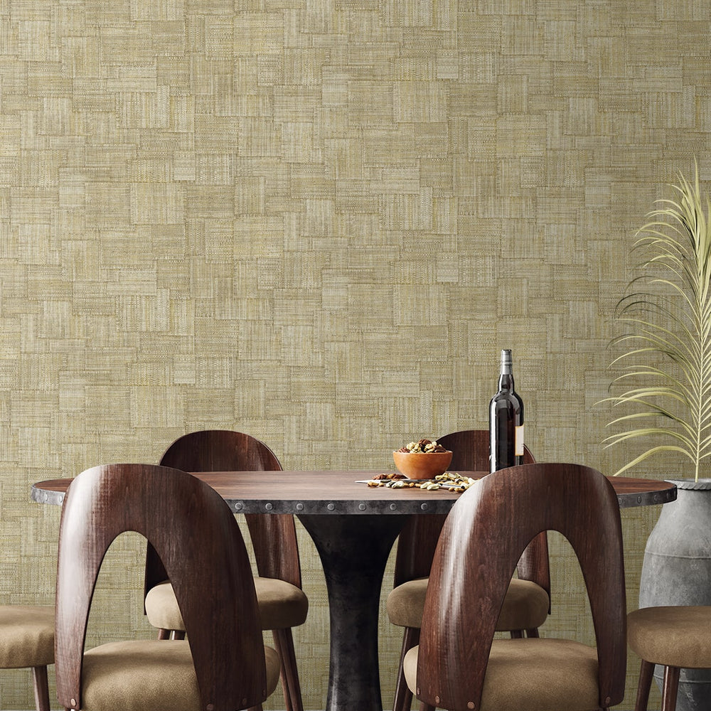 RA41704 textured vinyl wallpaper dining room from the Raffia collection by Seabrook Designs
