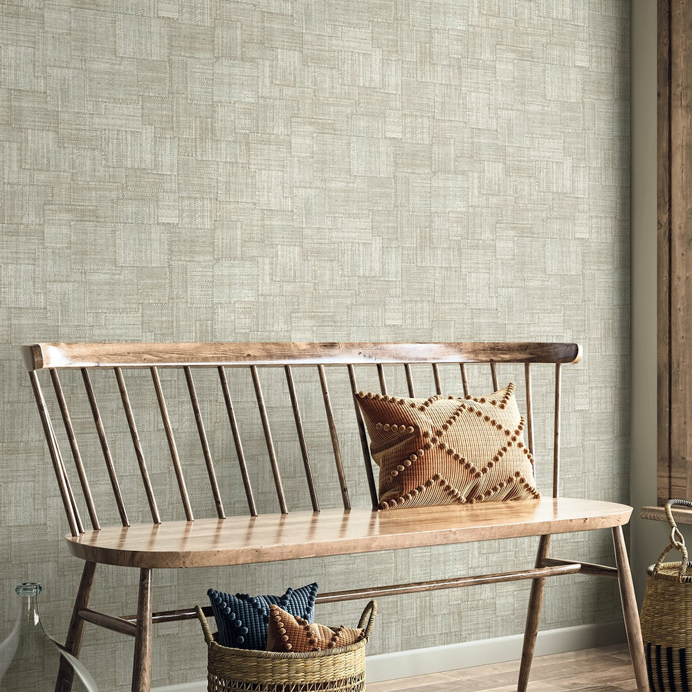 
                  
                    RA41708 textured vinyl wallpaper hallway bench from the Raffia collection by Seabrook Designs
                  
                
