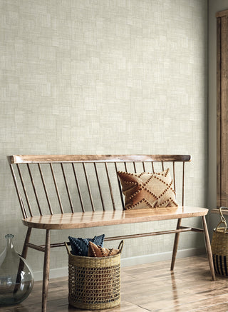 RA41710 textured vinyl wallpaper entry bench from the Raffia collection by Seabrook Designs