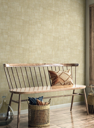 RA41714 textured vinyl wallpaper accent bench from the Raffia collection by Seabrook Designs