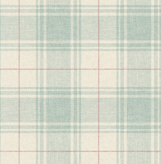 Faux Linen Plaid Unpasted Wallpaper in shade Light Blue at Say Decor
