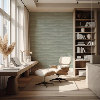 Mitchell Black Revel Reflections Abstract Wallpaper office in shade Ash Blue at Say Decor