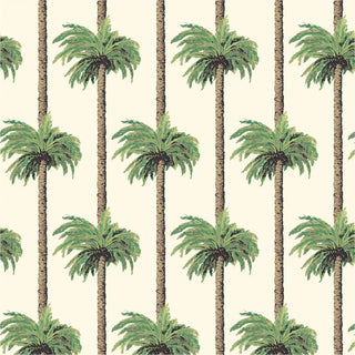Mitchell Black Retro Tiki Palm Trees Botanical Wallpaper in shade Linen at Say Decor