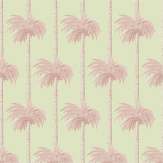 Mitchell Black Retro Tiki Palm Trees Botanical Wallpaper in shade Pink at Say Decor
