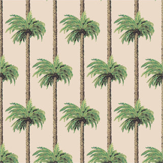 Mitchell Black Retro Tiki Palm Trees Botanical Wallpaper in shade Tan at Say Decor