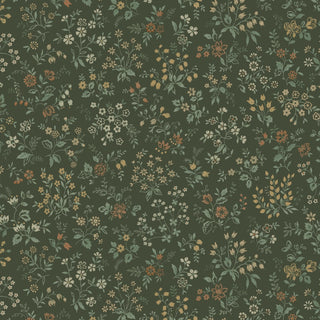 Perola Green Meadow Floral Bunches Premium Matte Non-Woven Peel and Stick Wallpaper