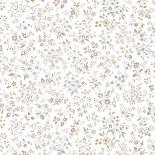 Perola White Meadow Floral Bunches Premium Matte Non-Woven Peel and Stick Wallpaper at Say Decor