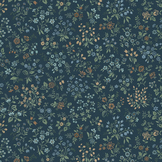 Perola Blue Meadow Floral Bunches Premium Matte Non-Woven Peel and Stick Wallpaper at Say Decor