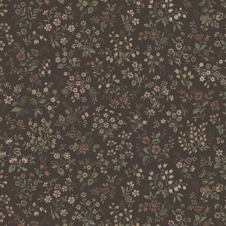 Perola Brown Meadow Floral Bunches Premium Matte Non-Woven Peel and Stick Wallpaper at Say Decor