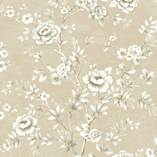 Veitel Beige Floral Blossom Trail Premium Matte Non-Woven Peel and Stick Wallpaper