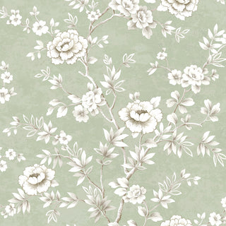 Veitel Green Floral Blossom Trail Premium Matte Non-Woven Peel and Stick Wallpaper at Say Decor