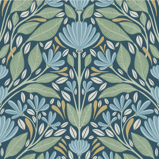 Freja Folk Flowers Premium Matte Non-Woven Peel and Stick Wallpaper at Say Decor
