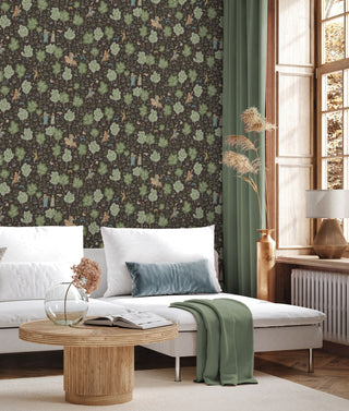 Telma Brown Palace Forest Premium Matte Non-Woven Peel and Stick Wallpaper Living Room at Say Decor
