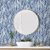 SG12302 palm leaf peel and stick wallpaper bathroom from Stacy Garcia Home