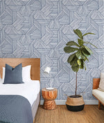 SG12402 geometric peel and stick wallpaper bedroom from Stacy Garcia Home