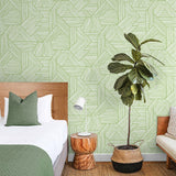SG12404 geometric peel and stick wallpaper bedroom from Stacy Garcia Home