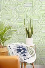 SG12404 geometric peel and stick wallpaper living room from Stacy Garcia Home