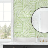 SG12404 geometric peel and stick wallpaper bathroom from Stacy Garcia Home