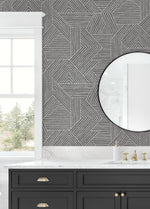 SG12406 geometric peel and stick wallpaper bathroom from Stacy Garcia Home