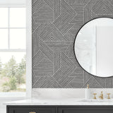 SG12406 geometric peel and stick wallpaper bathroom from Stacy Garcia Home
