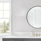 SG12408 geometric peel and stick wallpaper bathroom from Stacy Garcia Home