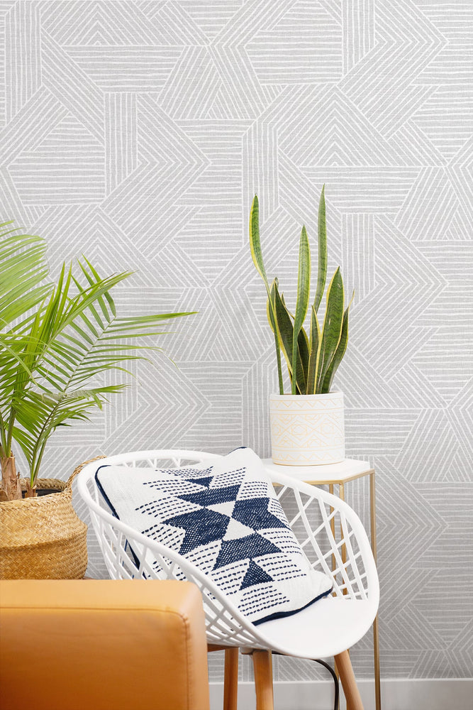 SG12408 geometric peel and stick wallpaper living room from Stacy Garcia Home