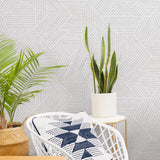 SG12408 geometric peel and stick wallpaper living room from Stacy Garcia Home