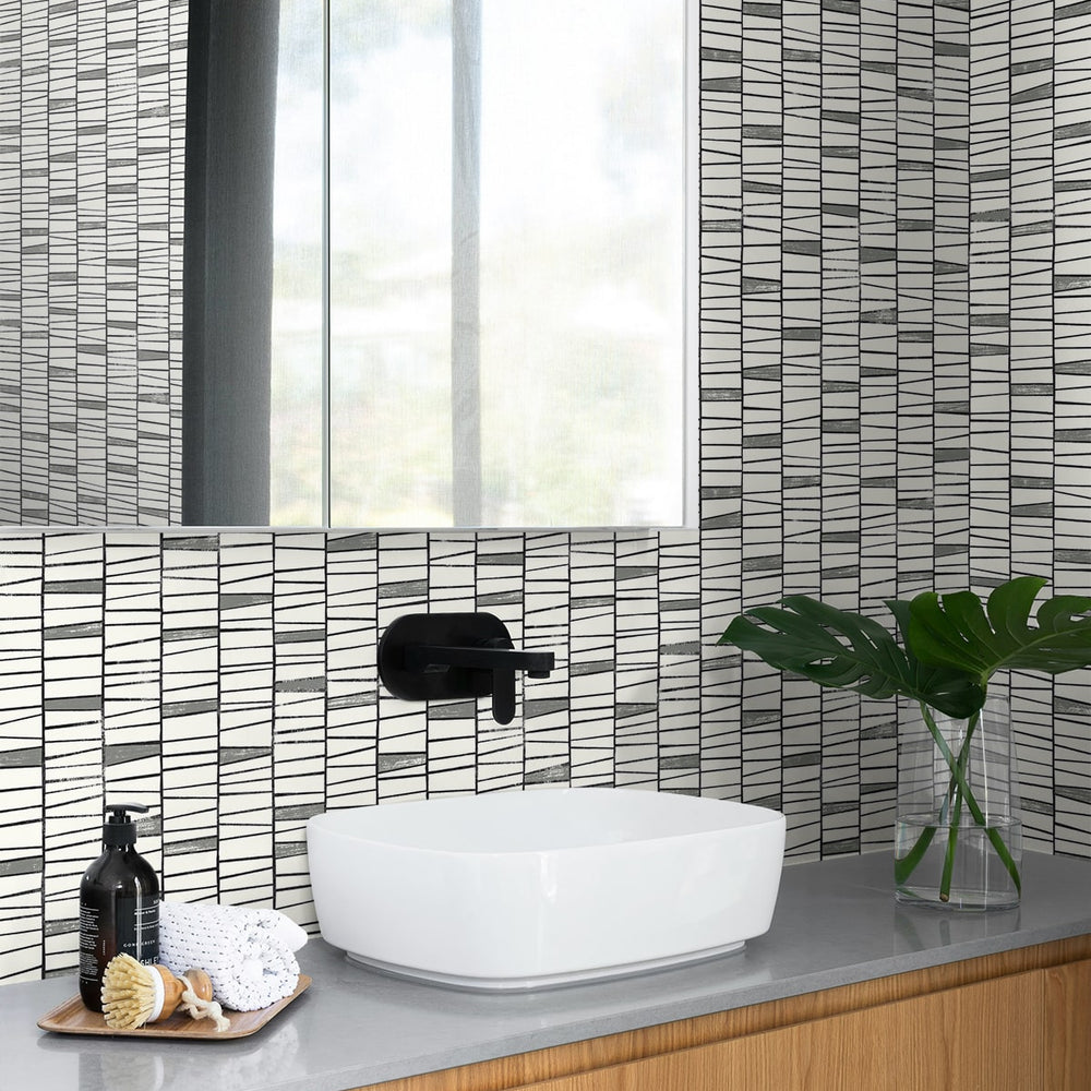 
                  
                    SG12500 striped peel and stick wallpaper bathroom from Stacy Garcia
                  
                