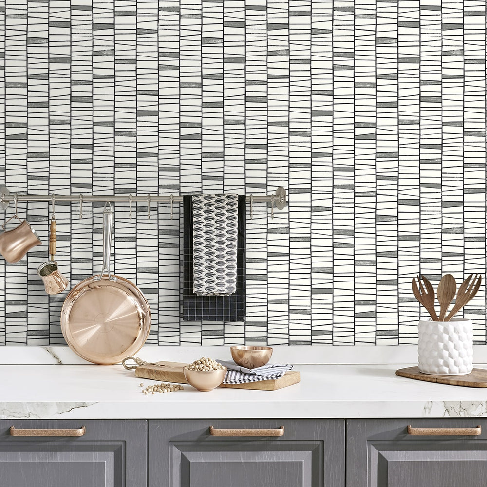 SG12500 striped peel and stick wallpaper kitchen from Stacy Garcia