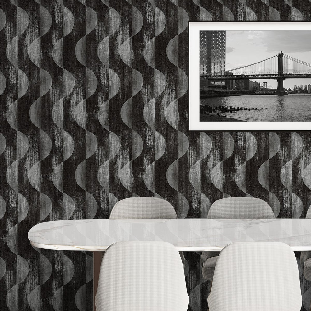 SG12700 geometric peel and stick wallpaper dining room from Stacy Garcia Home
