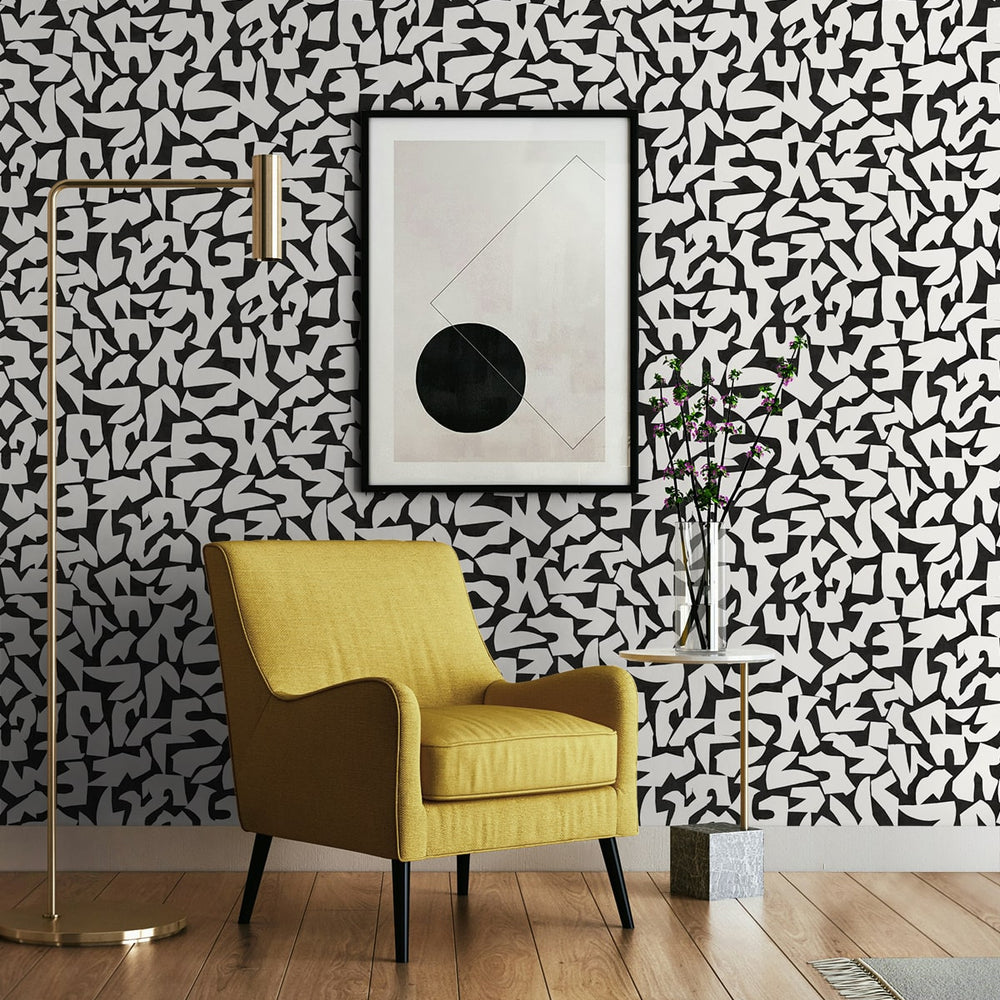 SG12800 abstract geometric peel and stick wallpaper living room from Stacy Garcia