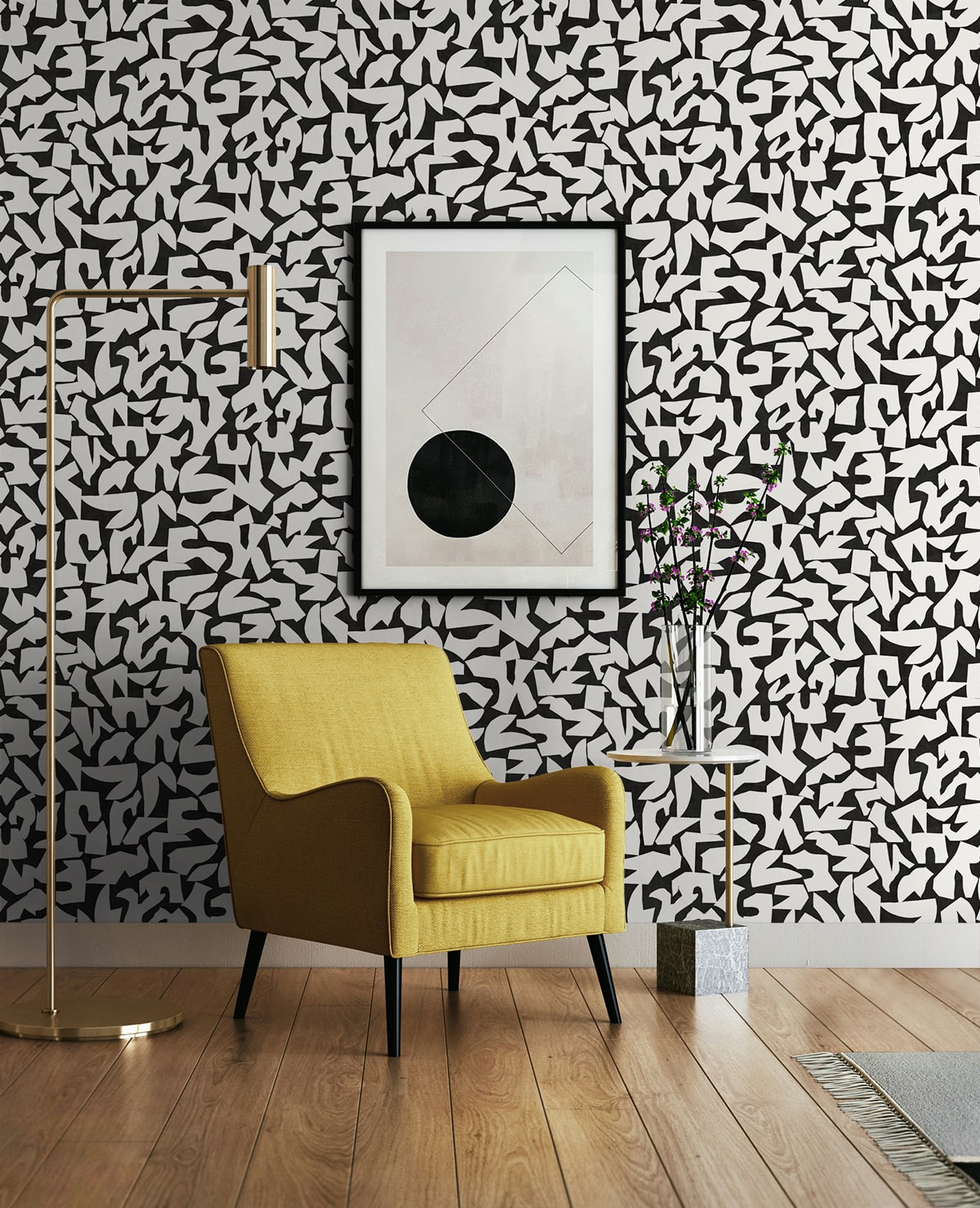 SG12800 abstract geometric peel and stick wallpaper living room from Stacy Garcia
