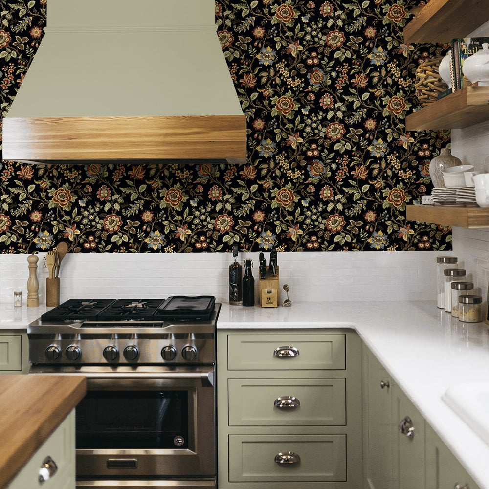 
                  
                    SG13001 jacobean floral peel and stick wallpaper kitchen from The Sojourn Collection by Stacy Garcia
                  
                