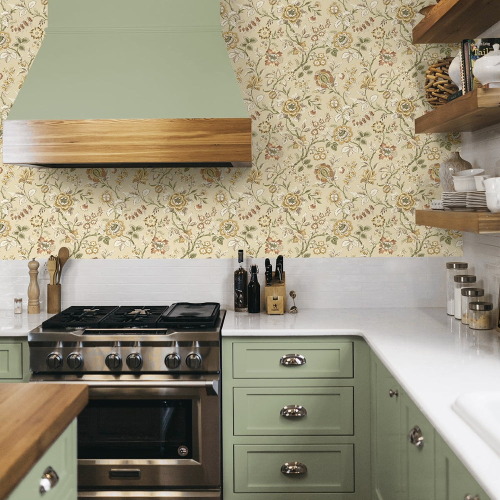 
                  
                    SG13006 jacobean floral peel and stick wallpaper green kitchen from The Sojourn Collection by Stacy Garcia
                  
                