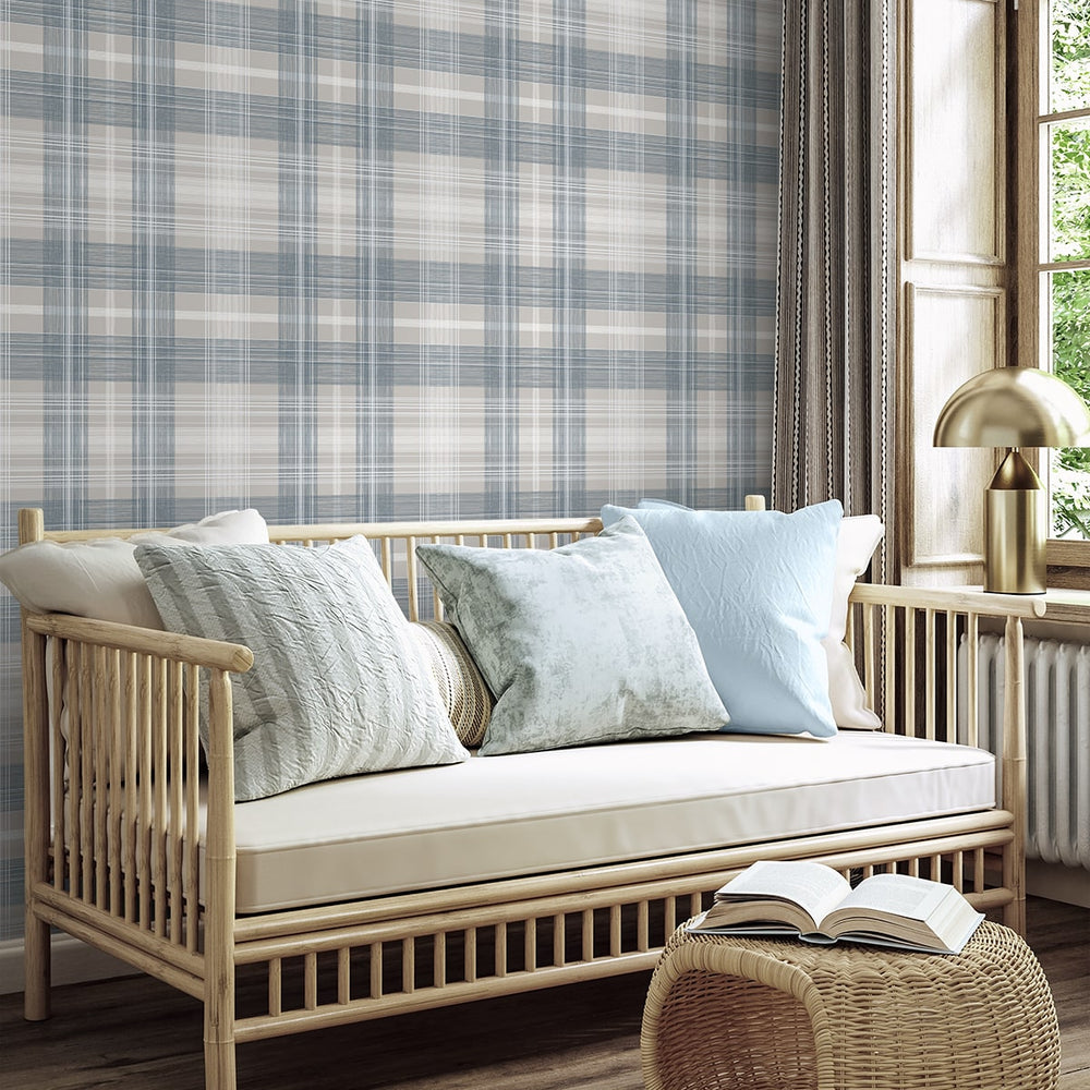 
                  
                    SG13102 plaid peel and stick wallpaper rattan furniture from The Sojourn Collection by Stacy Garcia
                  
                
