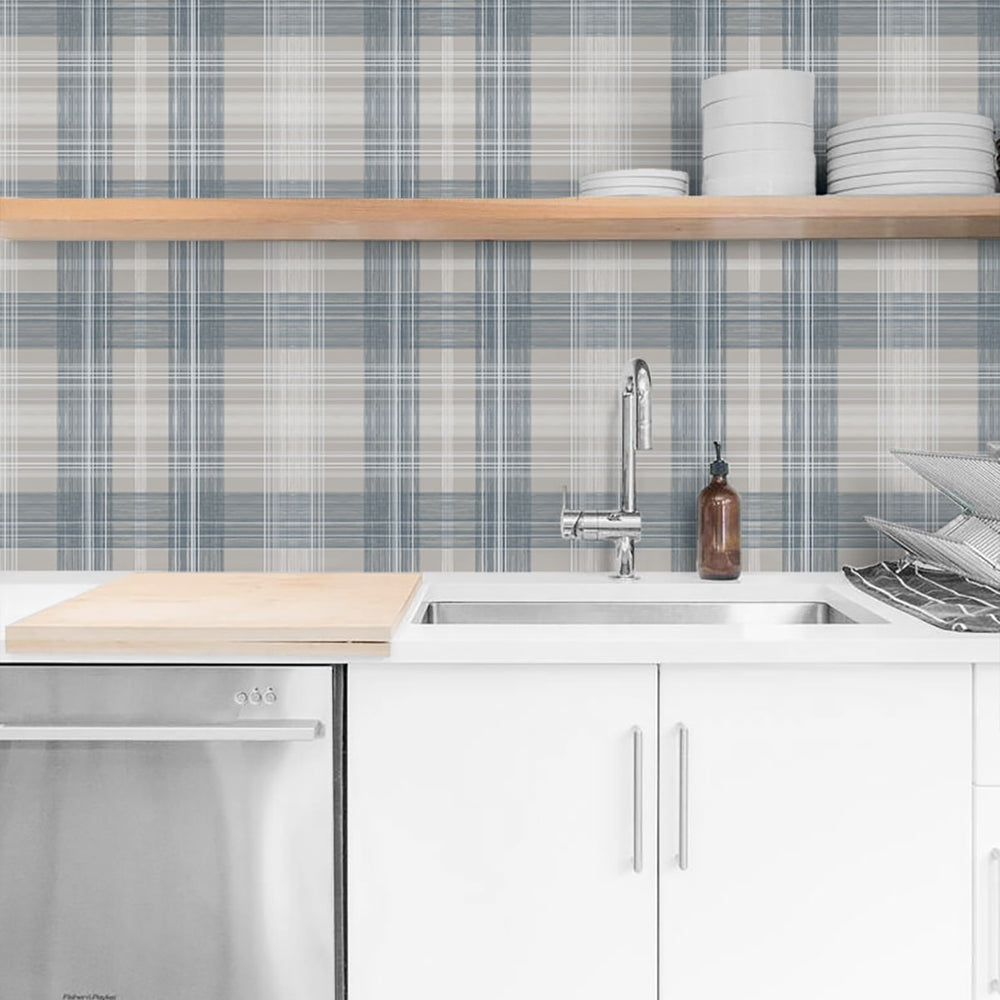 
                  
                    SG13102 plaid peel and stick wallpaper kitchen shelf from The Sojourn Collection by Stacy Garcia
                  
                