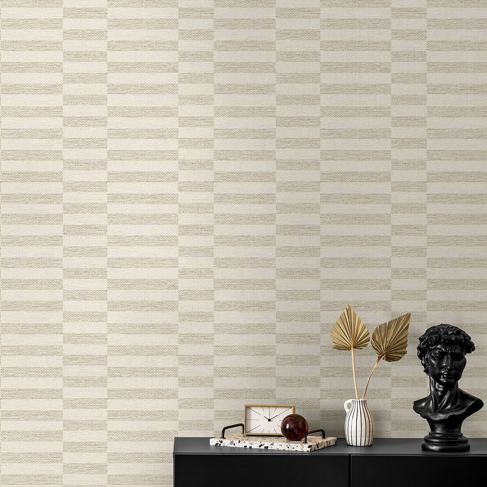 
                  
                    SG13207 faux woven stripe neutral peel and stick wallpaper decor from The Sojourn Collection by Stacy Garcia
                  
                