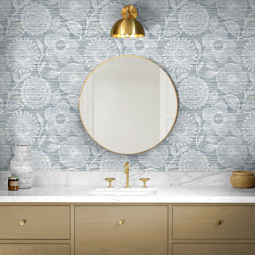 
                  
                    SG13302 faux grass floral peel and stick wallpaper bathroom from The Sojourn Collection by Stacy Garcia
                  
                