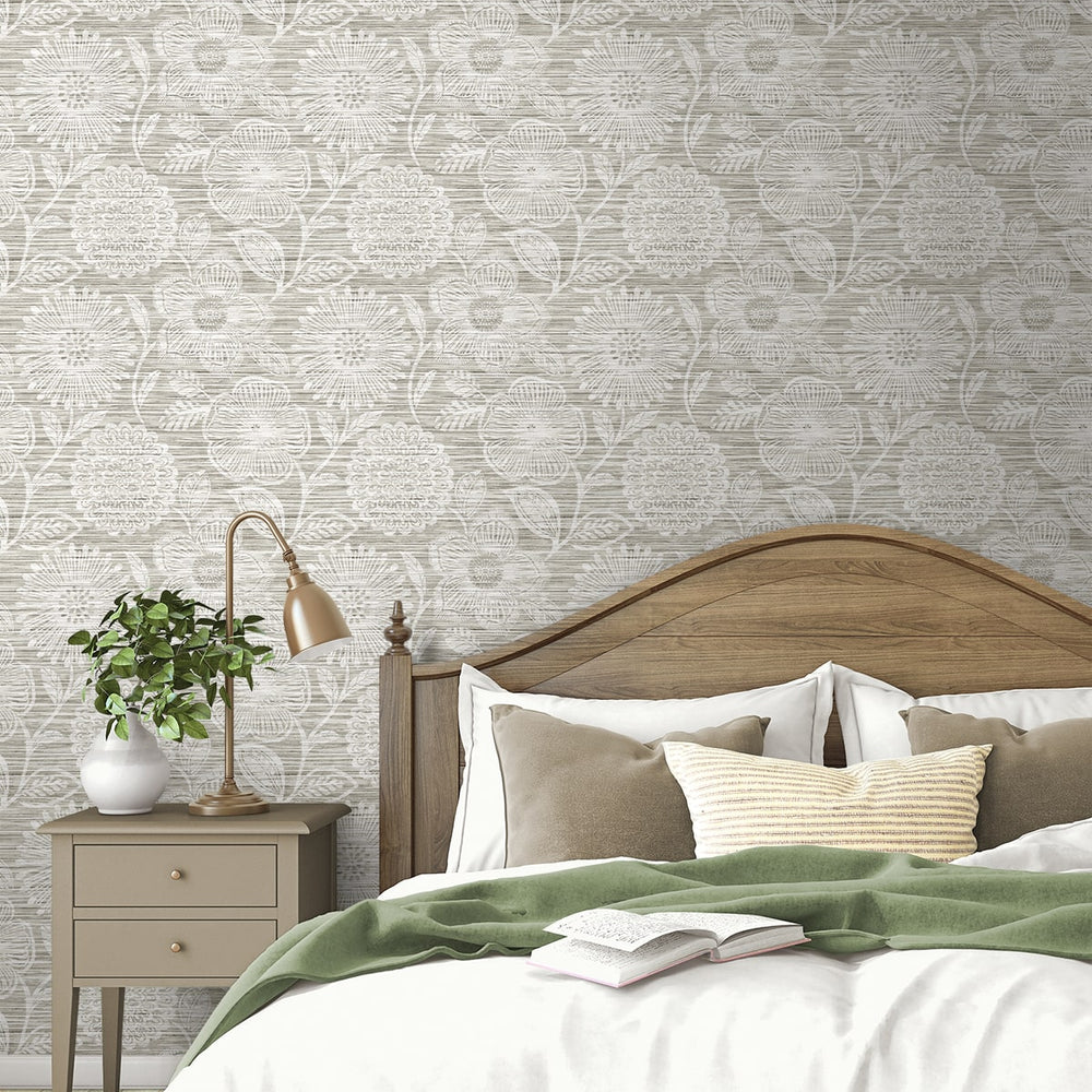 
                  
                    SG13308 faux grass floral peel and stick wallpaper guest bedroom from The Sojourn Collection by Stacy Garcia
                  
                