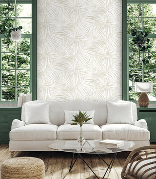 SG13407 palm leaf peel and stick wallpaper living room from The Sojourn Collection by Stacy Garcia Home