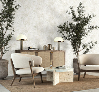 SG13407 palm leaf peel and stick wallpaper sitting area from The Sojourn Collection by Stacy Garcia Home