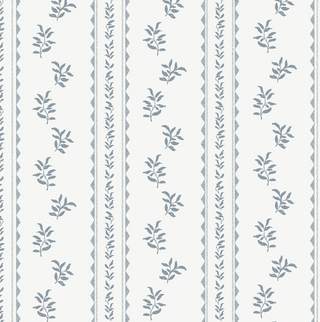blue botanical stripe peel and stick wallpaper from Loomwell Home Goods