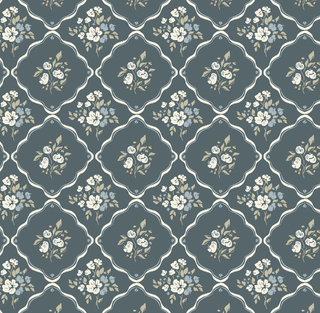 blue floral lattice peel and stick wallpaper from Loomwell Home Goods